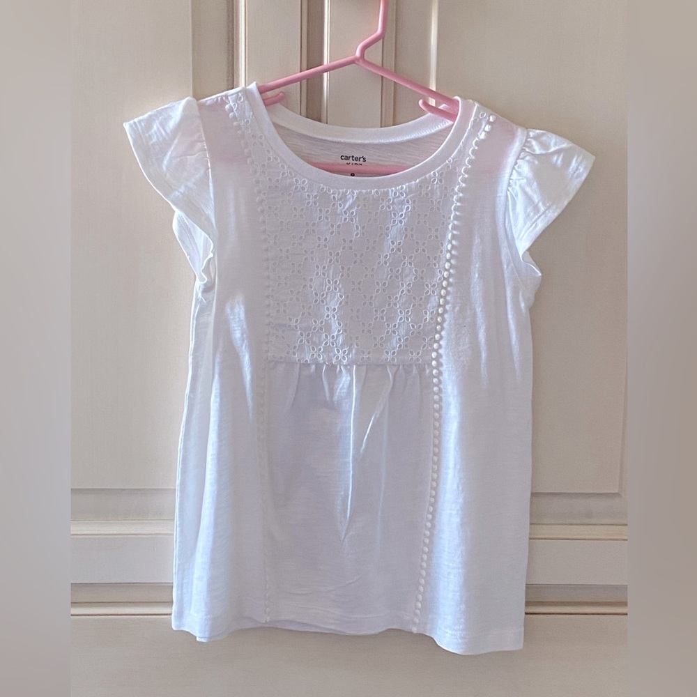 Carters Kid Girls Size 8 White Ruffle Top